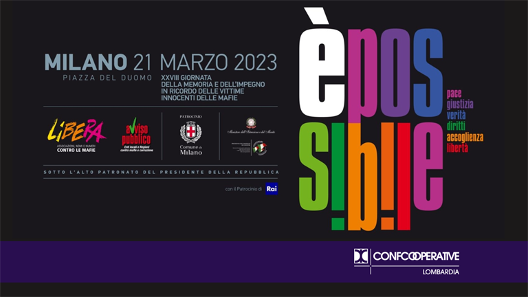 21 marzo | Confcooperative Lombardia alla marcia per la Giornata in ricordo delle vittime delle mafia