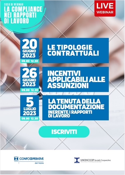 Webinar “La Compliance nei rapporti di lavoro” 20/06/2023 - 26/06/2023 - 05/07/2023