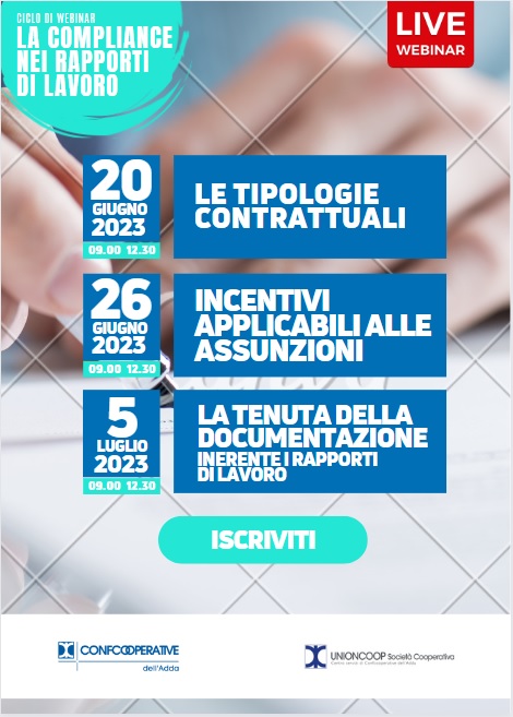 Webinar “La Compliance nei rapporti di lavoro” 20/06/2023 - 26/06/2023 - 05/07/2023